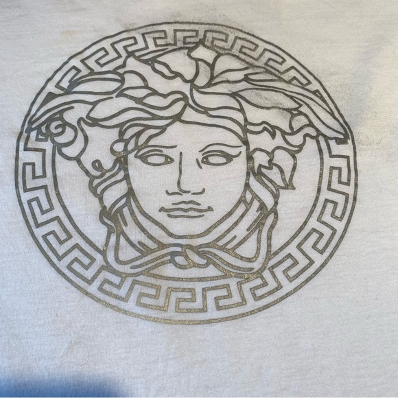 Versace Medusa silver foil on white cotton tshirt. Unisex - Picture 5 of 5